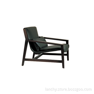 Wooden Frame Leisure Chair with Anline Leather Seater (LC-M828A)
